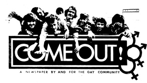 come out magazine masthead, 1969